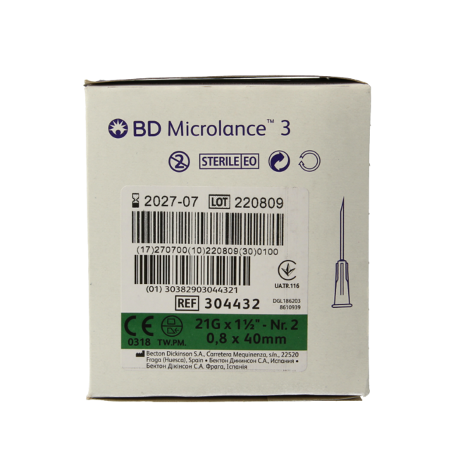 Becton BD Microlance Injection Needle 0.80 x 40mm 100 Pieces