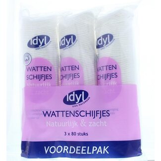 Idyl Idyl Cotton Pads value pack 80 pieces 3 pieces
