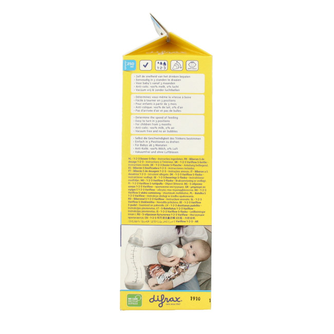 Biberón S natural 1 2 3 dosificador 250ml 1 unidad