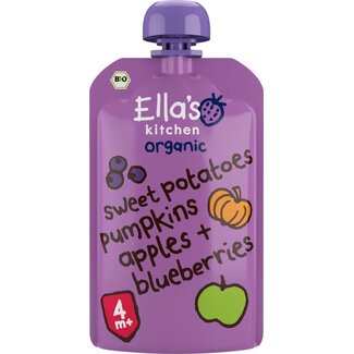 Ella's Kitchen Süßkartoffel Kürbis Apfel Blaubeere 4+ Monate Bio 120 Gramm