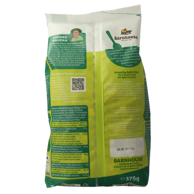 Krunchy manzana canela bio 375 gramos