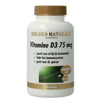 Golden Naturals Vitamina D3 75mcg 360 Cápsulas