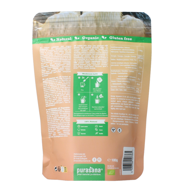 Latte aux champignons instantané bio 100 Grammes