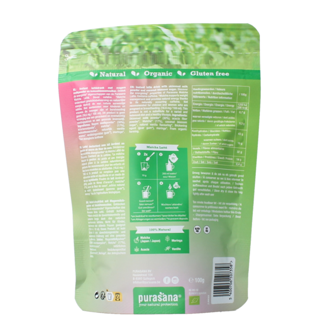 Latte matcha instantané bio 100 grammes