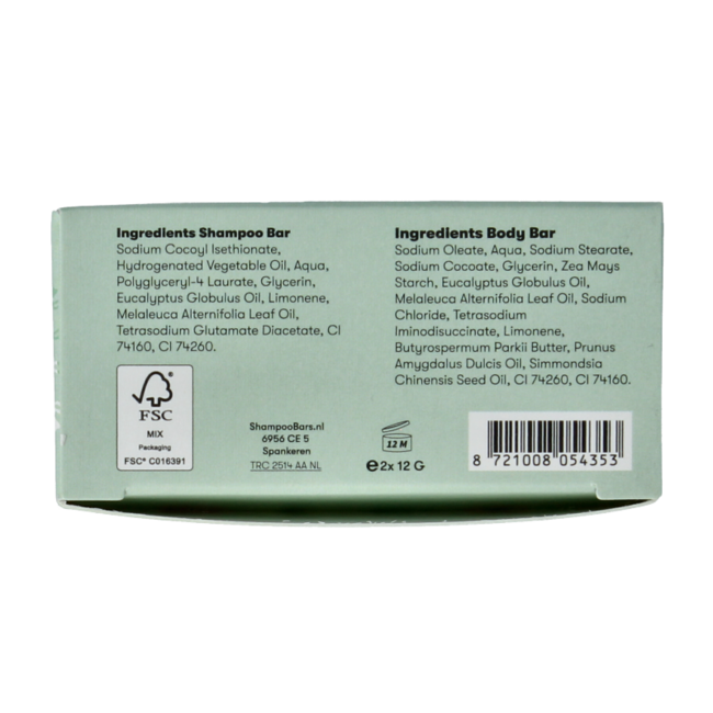 Mini pain de shampoing & corps eucalyptus & tea tree 20 Grammes