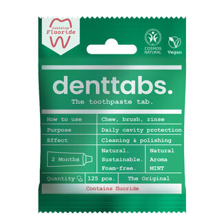 Denttabs Toothpaste tablets mint with fluoride vegan 125 Pieces