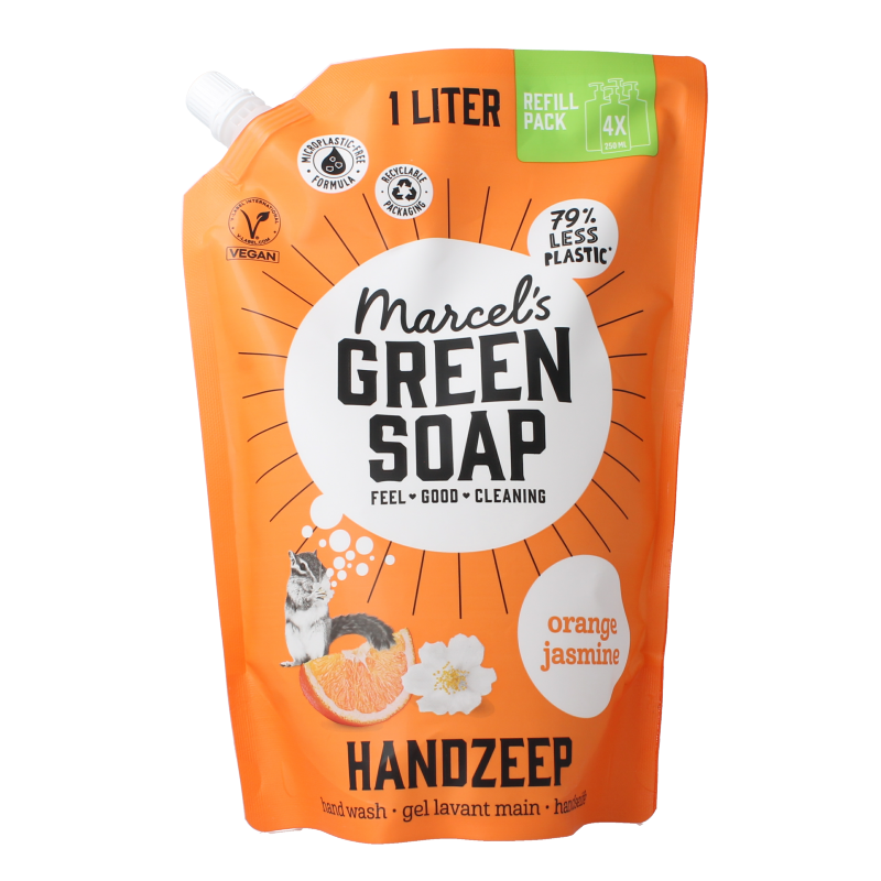 Marcel's Green Soap Sapone per le mani arancia e gelsomino ricarica 1000 Millilitri