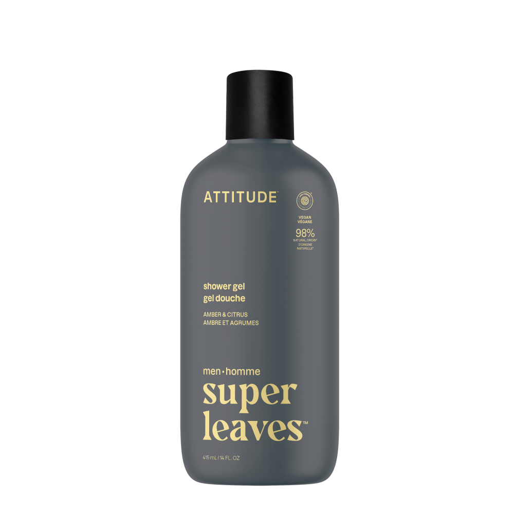 Attitude Gel de ducha para hombre ámbar y cítricos 415 mililitros