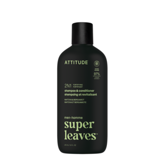 Attitude Shampooing et après-shampooing 2 en 1 pour hommes bergamote et matcha 415 millilitres