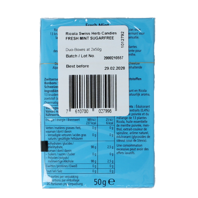 Fresh mint bez cukru duo pack 100 gram