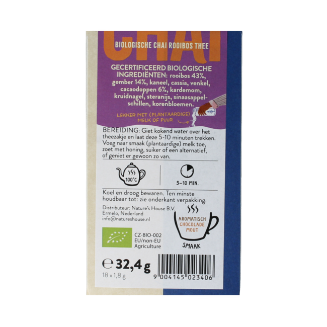 Thé bio Rooibos chai 18 sachets
