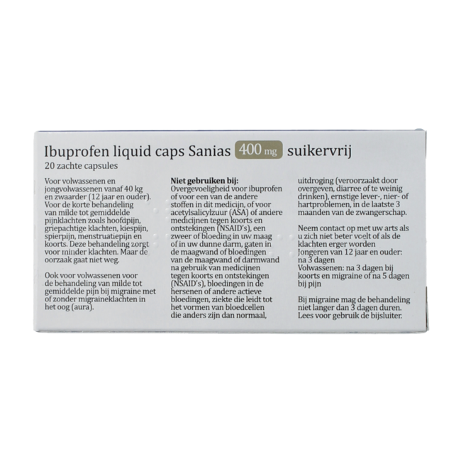 Ibuprofen liquid 400mg sugar-free 20 Capsules