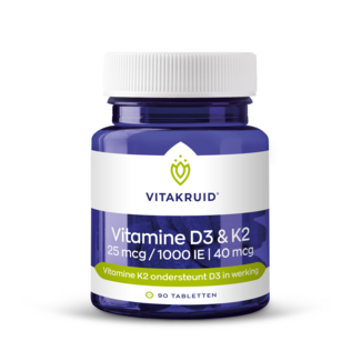 Vitakruid Vitamine D3 25mcg & K2 40mcg 90 comprimés