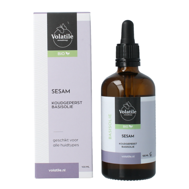 Sesame cold-pressed base oil organic glass bottle 100 Millilitres