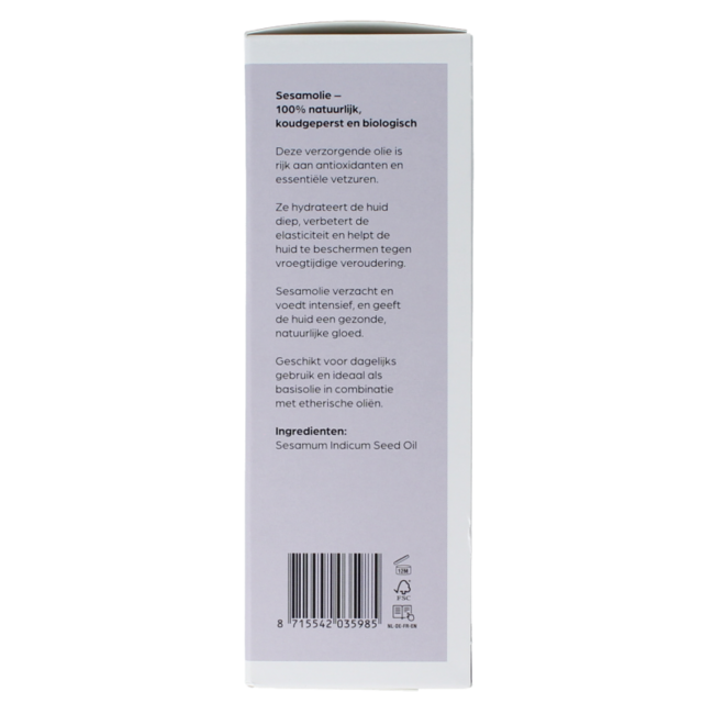 Sesame cold-pressed base oil organic glass bottle 100 Millilitres