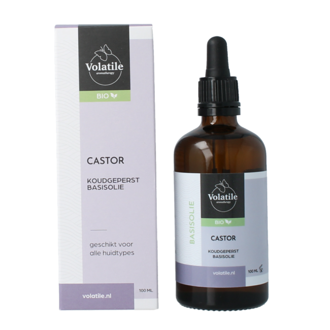 Castor koudgeperst basisolie bio glazen fles 100 Milliliter