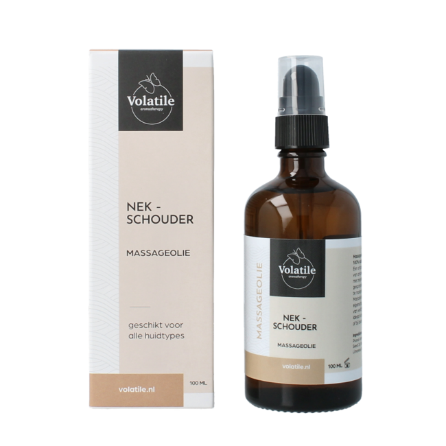 Neck and shoulder massage oil glass with pump 100 Millilitres