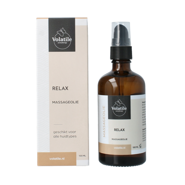 Relax massage oil glass with pump 100 ml