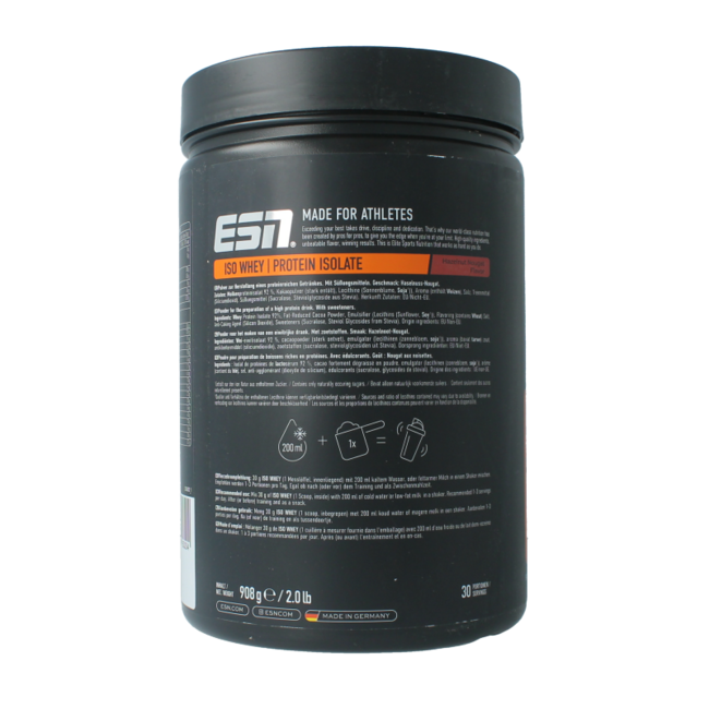 Iso Whey Protein Haselnuss-Nougat 908 Gramm