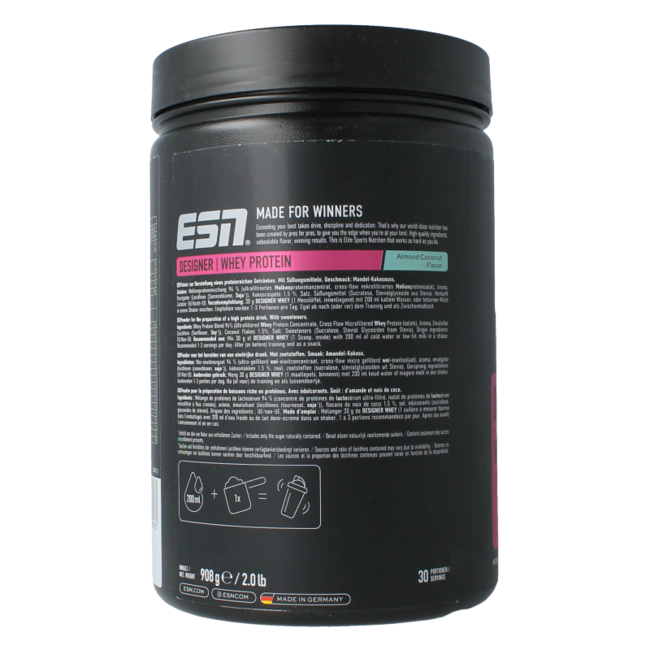 Designer whey amande noix de coco 908 grammes