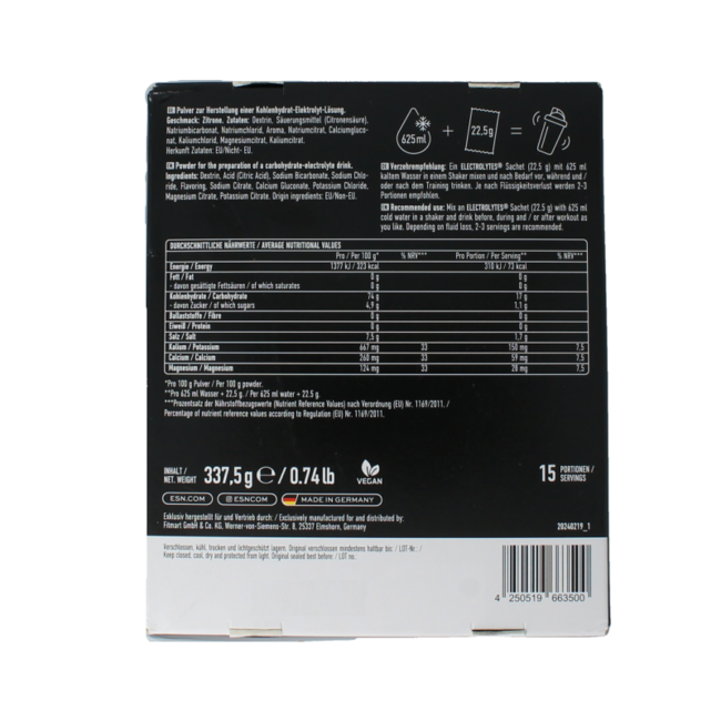 Electrolytes pro natural lemon 337,5 Gramm