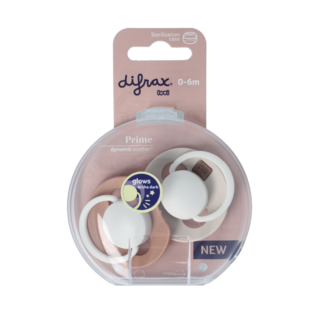 Difrax Schnuller Glow Dynamic 0-6 Monate Ivory/Blush 2 Stück