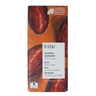 Vivani Chocolat noir 60 % aux dattes bio 80 grammes
