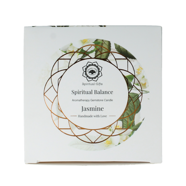 Green Tree Vela aromática piedra preciosa equilibrio espiritual jazmín 70 gramos