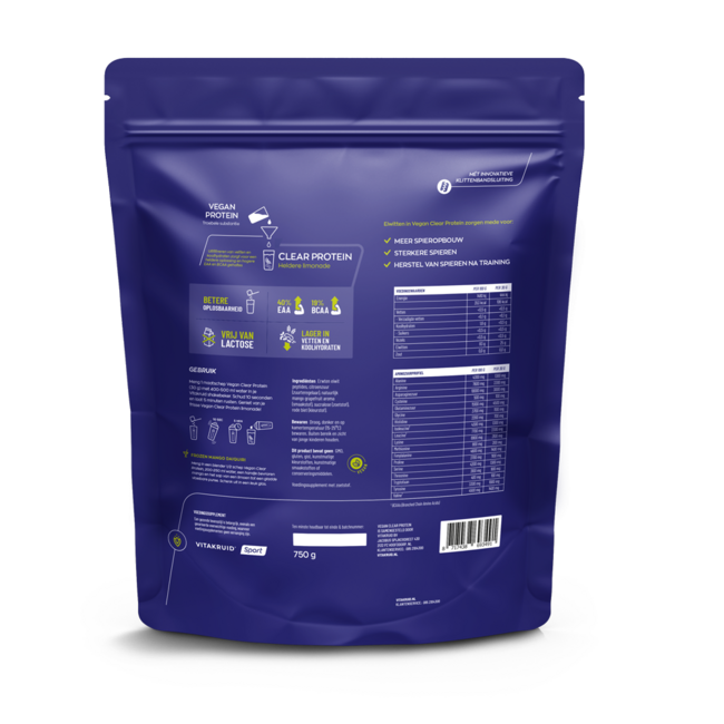 Vitakruid Vegan clear protein mango grapefruit 750 Gram