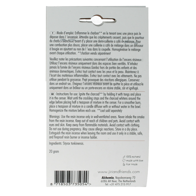 Jiri & Friends Harswierook benzoin Siam 20 Gram