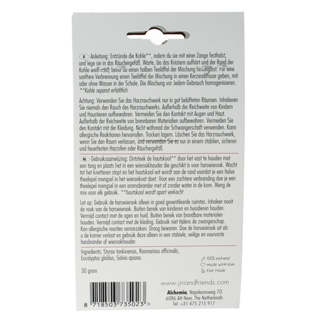 Jiri & Friends Resin Incense Clear Mind 30g