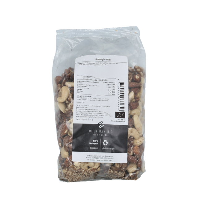 Mezcla de frutos secos sin nueces de Brasil bio 500 gramos