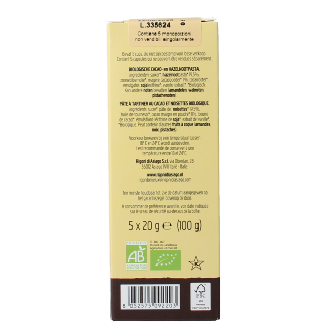 Nocciolata Intense vegan Cups 5 x 20 Gramm Bio 100 Gramm