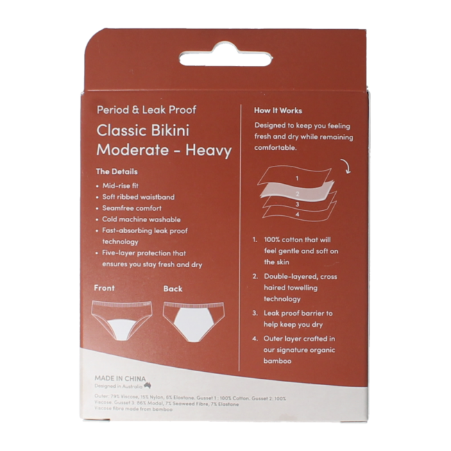 Bragas menstruales Boody tipo bikini negro flujo moderado XL 1 unidad