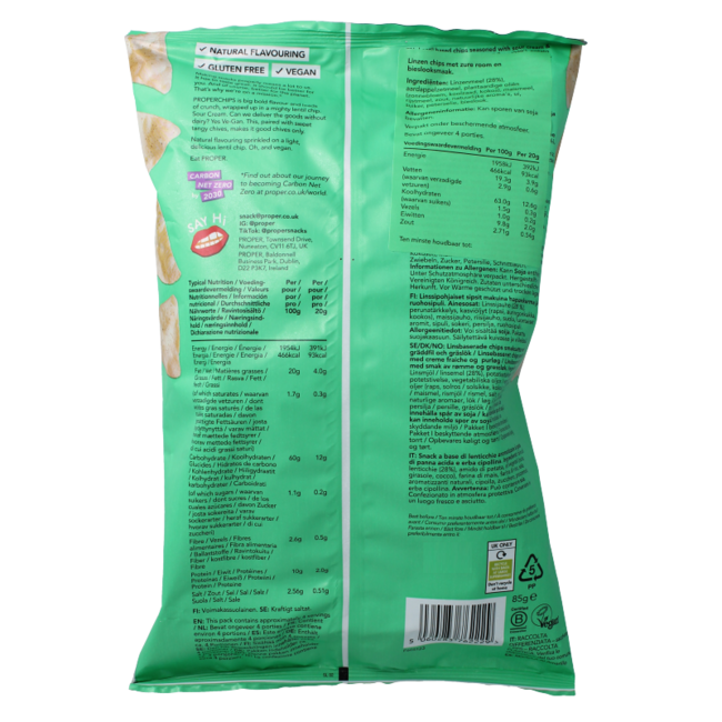 Proper Chips Chips sabor crema agria y cebollino 85 gramos