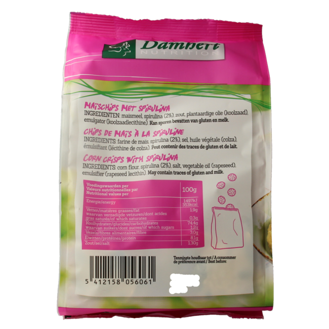 Chipsy ze spiruliną Damhert 70 Gramów