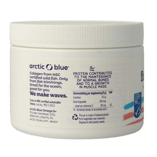 Arctic Blue Colágeno de pescado en polvo MSC fresa 150 gramos