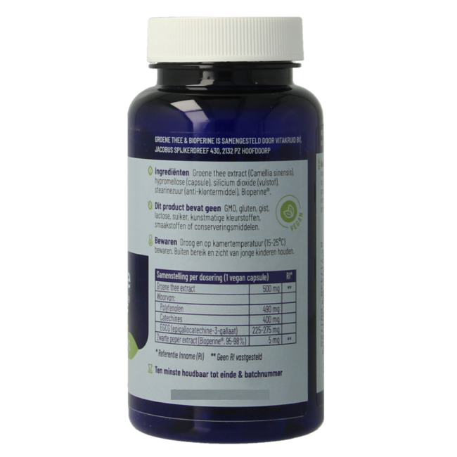 Vitakruid Té verde y Bioperine >50% EGCG >80% catequinas 60 Cápsulas vegetarianas