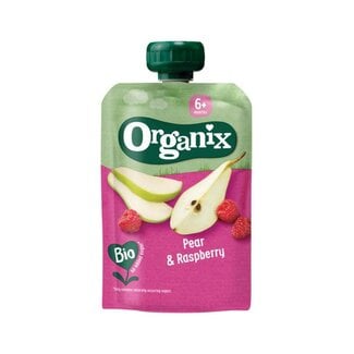 Organix Purea di Frutta Biologica Pera e Lampone in Sacchetto (6 mesi+) 100 g