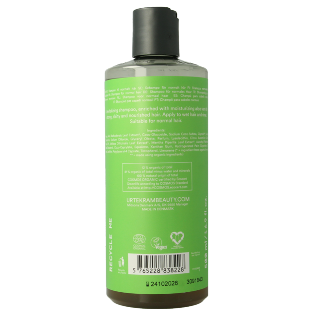 Urtekram Champú aloe vera cabello normal 500 Mililitros