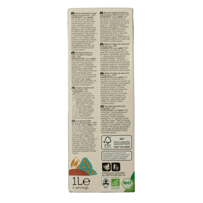 Organic oat coconut drink 1 Litre