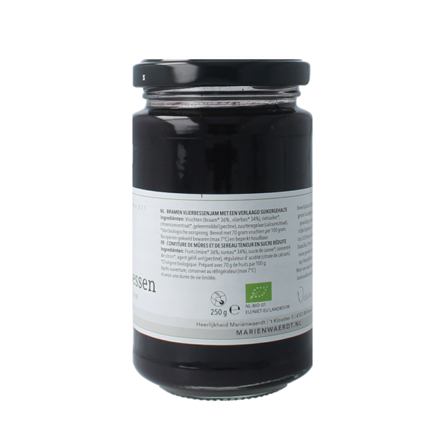 Marienwaerdt Organic Kitchen Garden Jam Blackberry and Elderberry 250g