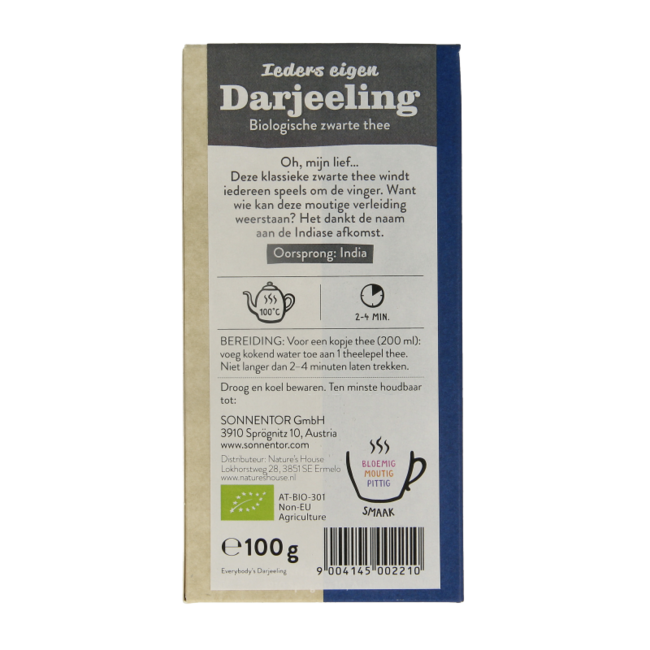 Sonnentor té negro Darjeeling a granel bio 100 gramos