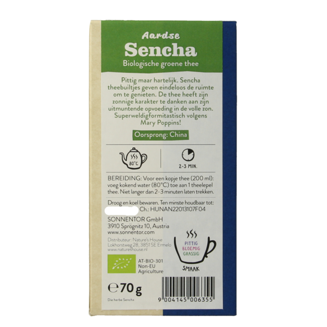 Té verde sencha terroso bio 70 gramos