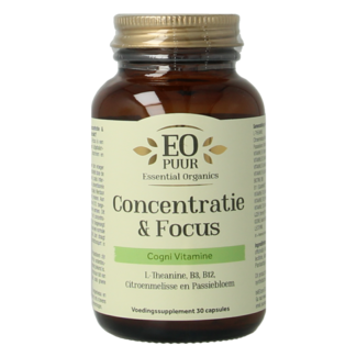 Essential Organics Concentración y enfoque puro 30 cápsulas vegetales