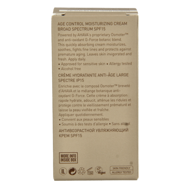 Ahava Men Age Control Feuchtigkeitsspendende Gesichtscreme LSF 15, 50 Milliliter