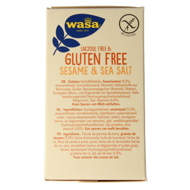 Knäckebröd con sésamo y sal marina sin gluten 240 gramos