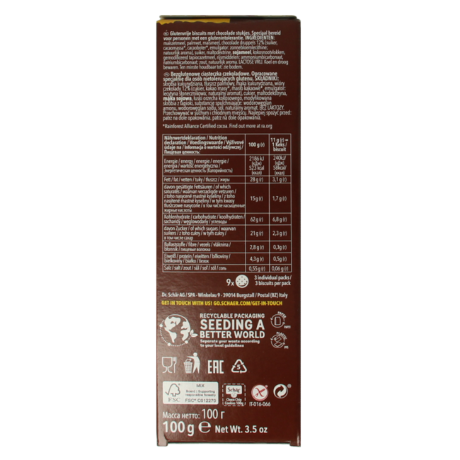 Choco chip cookies gluten-free 100 Gram
