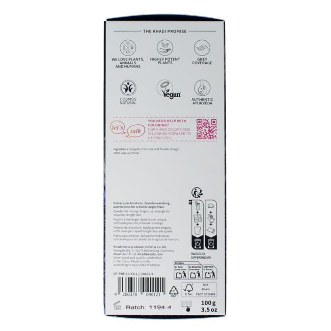 Coloration capillaire indigo pur 100 Grammes