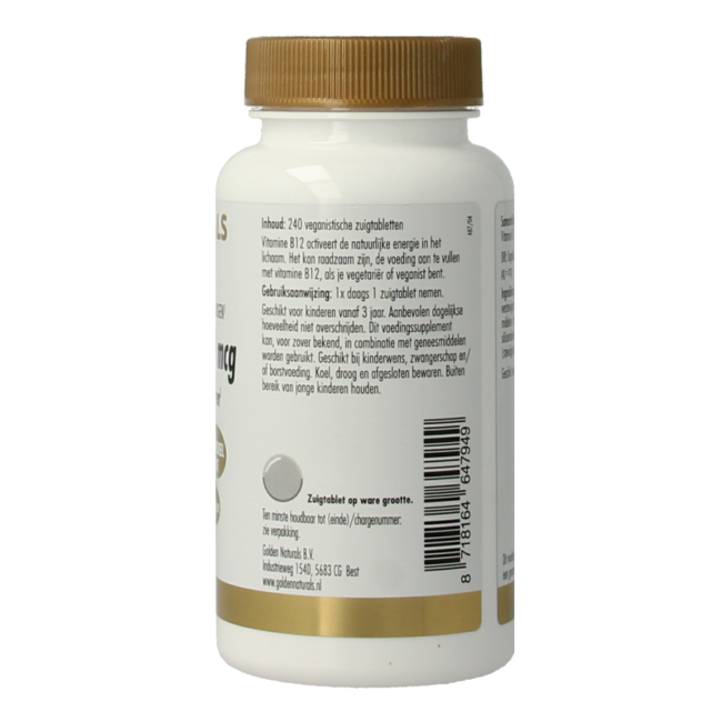 Golden Naturals Vitamine B12 1000mcg vegan 240 Zuigtabletten